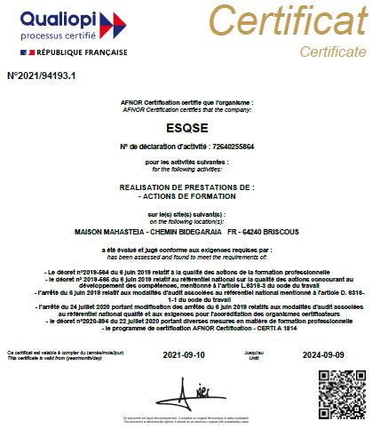 La certification Qualiopi ESQSE